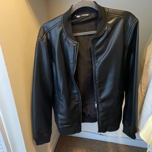 Zara leather bomber jacket